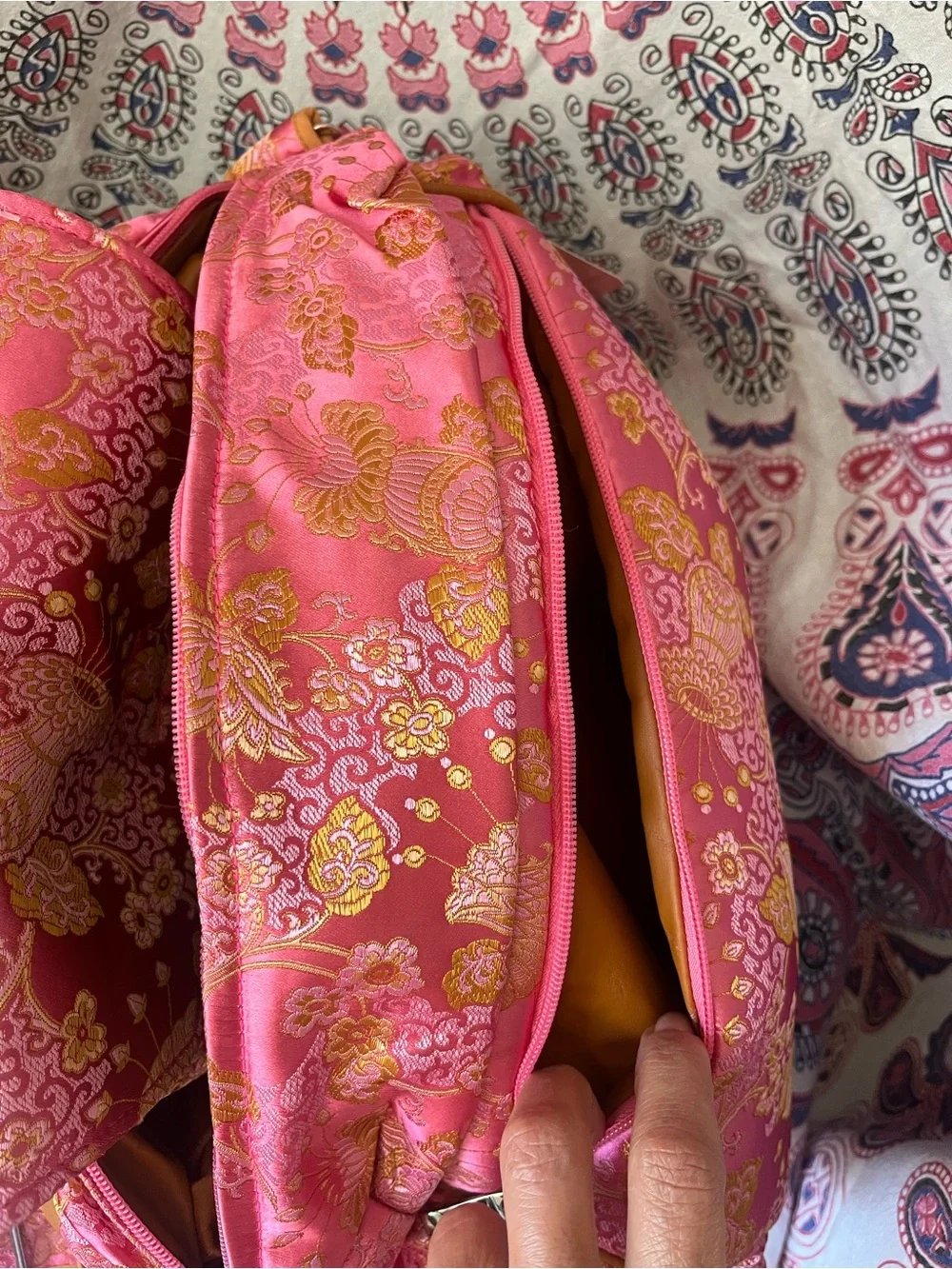 Gorgeous Pink Brocade Baby Bag